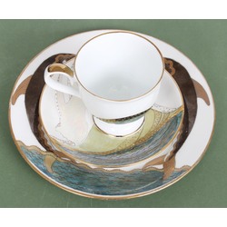 Porcelain cup with saucer and plate 