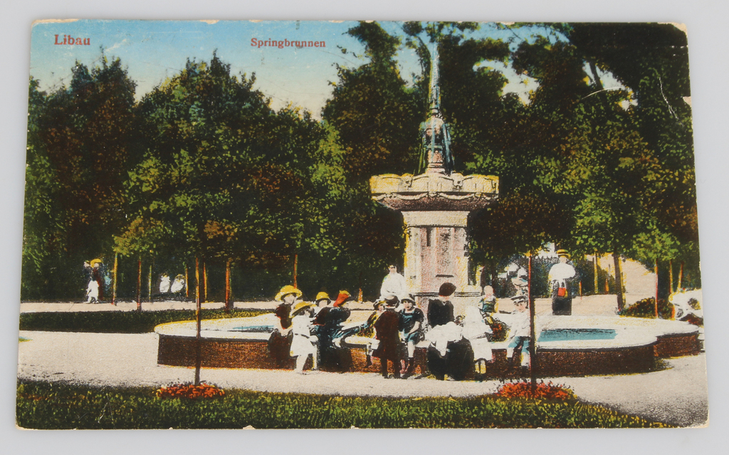 Красочная открытка  ''Libau Springbrunnen''