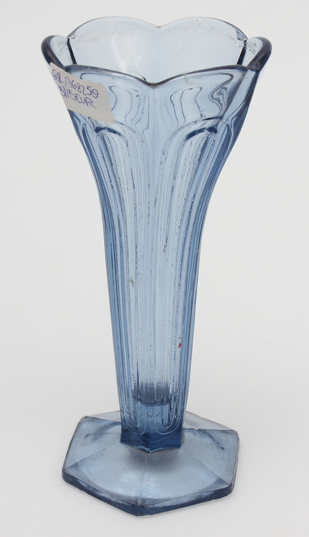 Blue glass vase in art deco style