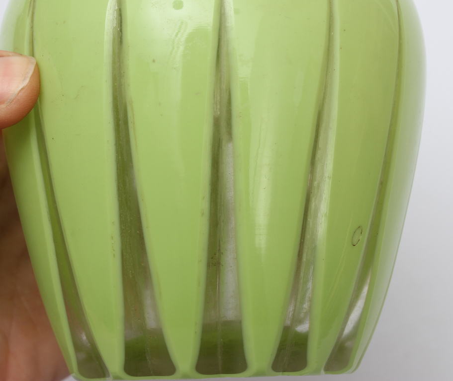Green two-tone glass vase