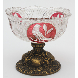 Crystal fruit bowl with bronze base