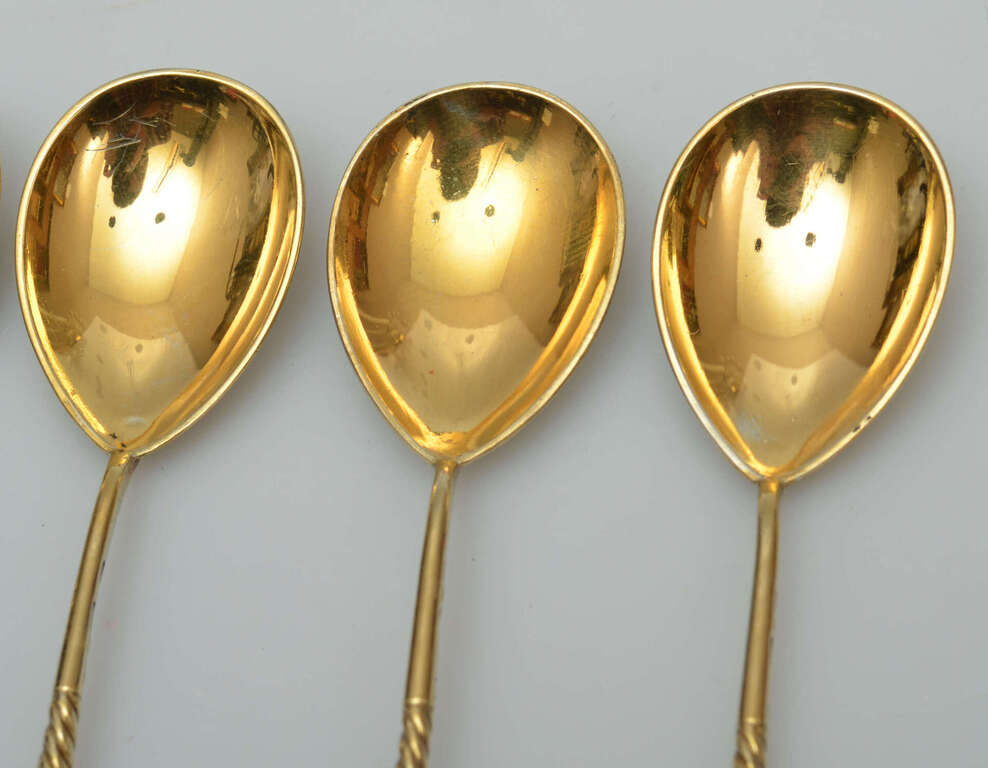 A set of gold-plated silver spoons