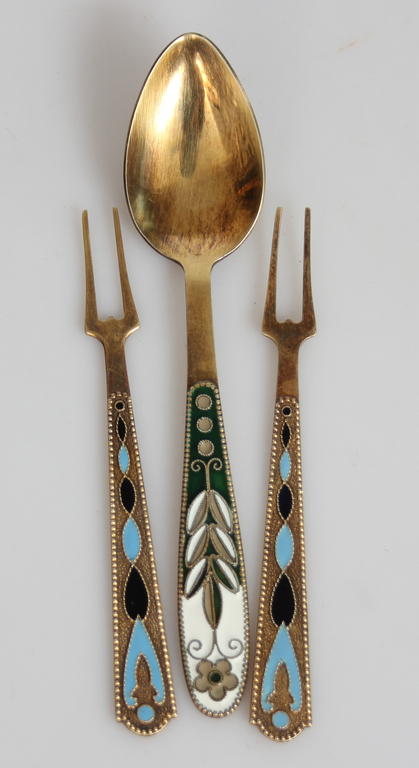 Silver forks (3 pieces) with gold plating