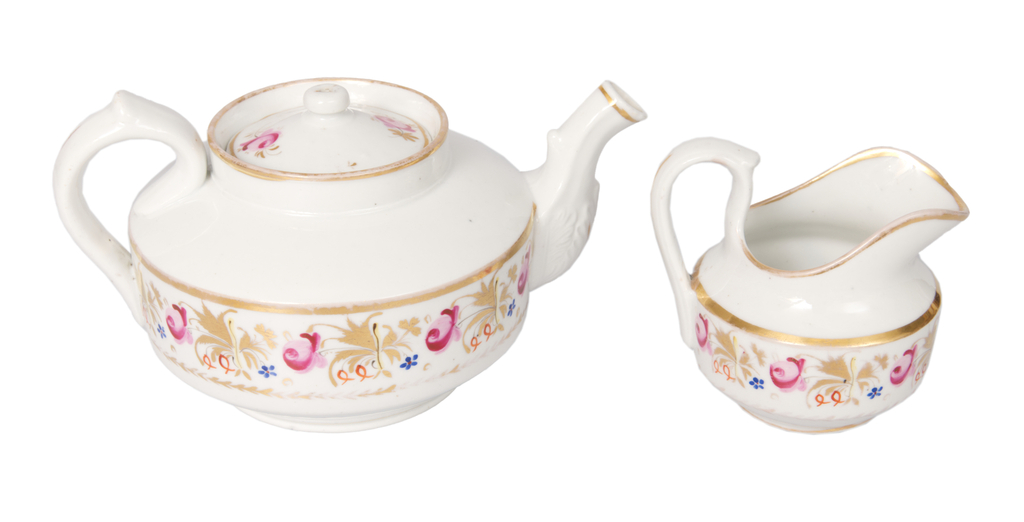 Gzhel porcelain factory teapot and creamer
