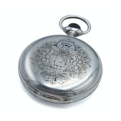 Мужские серебряные карманные часы с царским орлом
