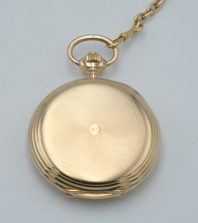 Vīriešu zelta kabatas pulkstenis ar zelta pulksteņa ķēdi