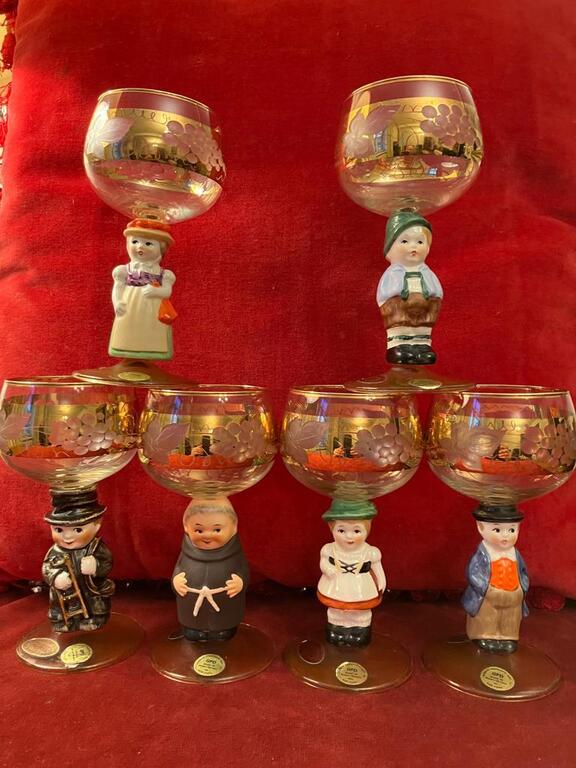 A set of Hummel Goebel porcelain figurine glasses