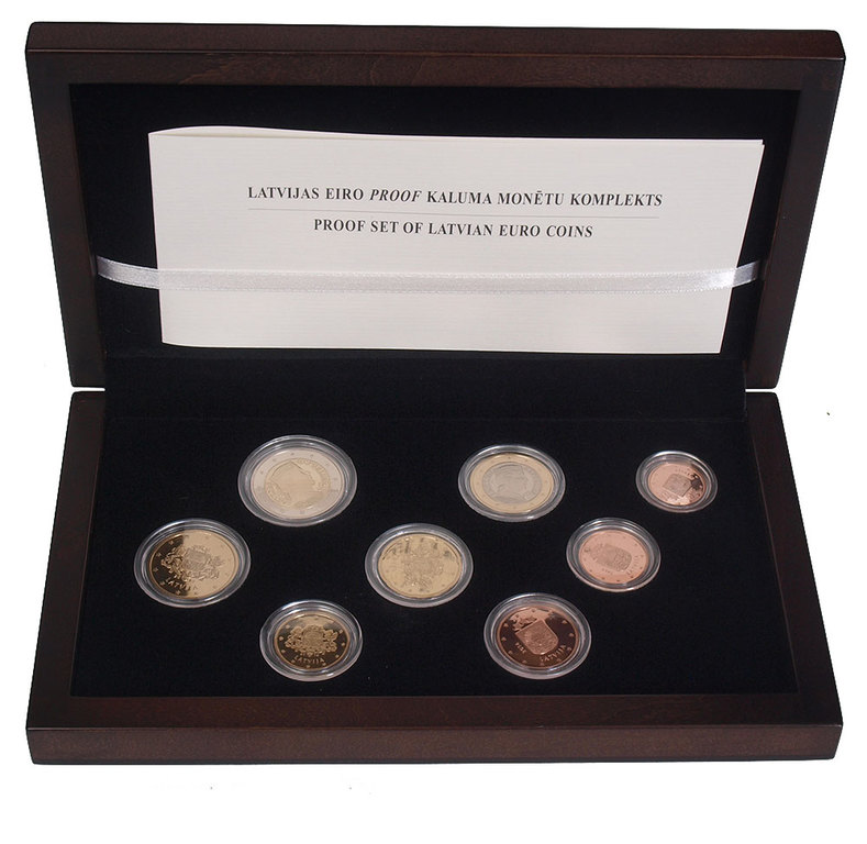 Proof forged Latvian Euro coin set