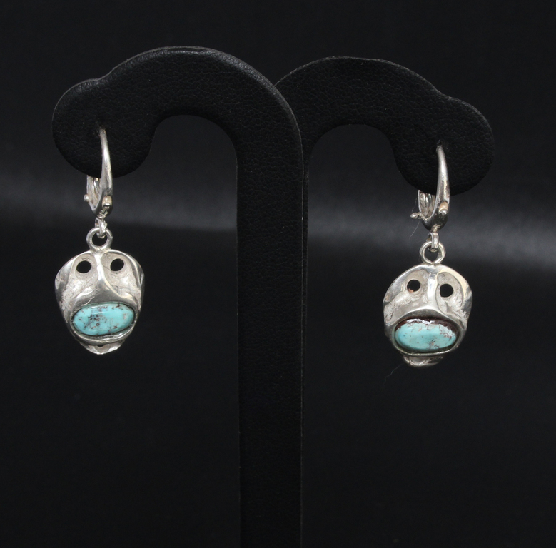 Silver earrings with Iranian turquoise