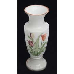 White glass vase with painting