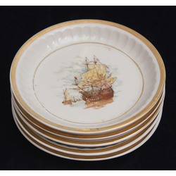 Porcelain plates with a very rare decal (5 pcs)