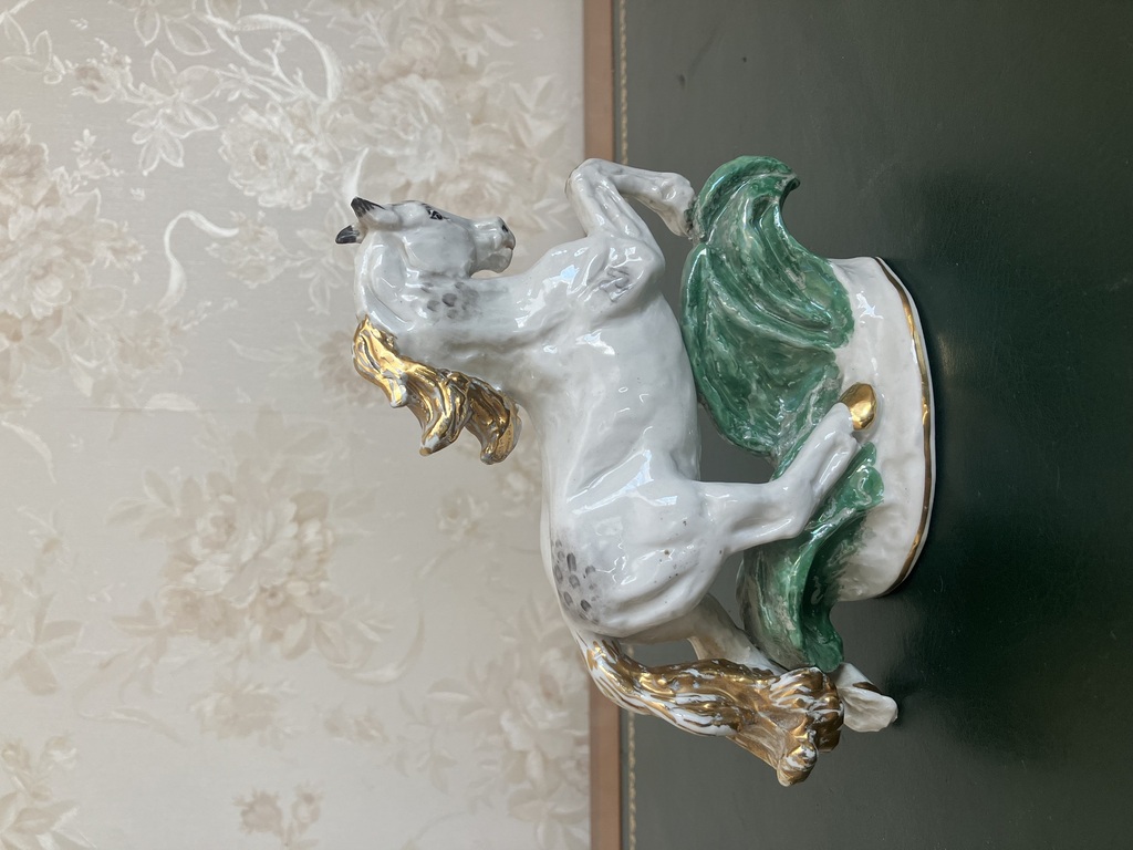 rare Riga porcelain figurine Horse galloping out of circulation Riga Porcelain Factory experimental series