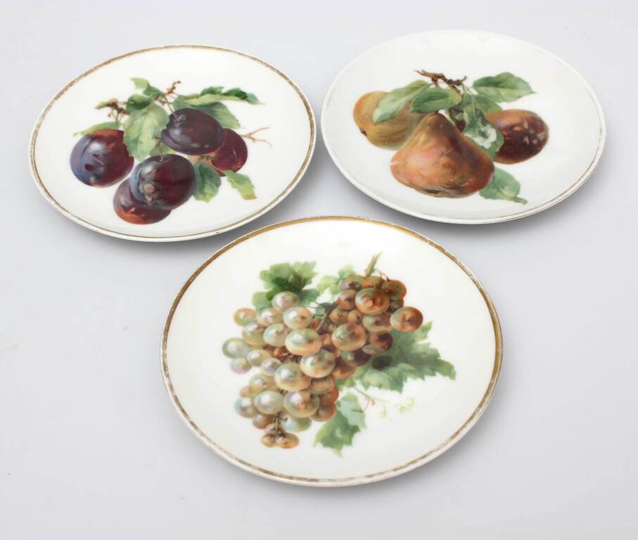 Three porcelain fruit plates