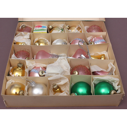 Set of glass Christmas tree decorations (with box)