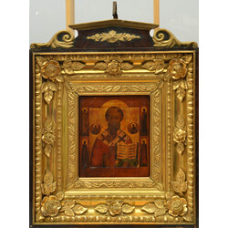Wooden icon with painting and frame
