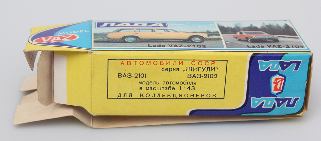 Auto modelītis Lada Vaz sarkanā krāsā ЛАДА ВАЗ-2102 oriģinālajā kastē