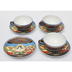 Japānas porcelana tasītes ar apakštasītēm(3+4)