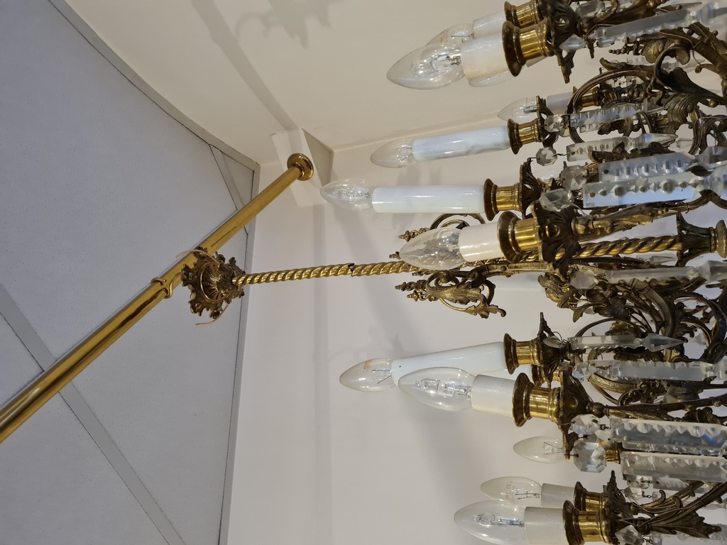 Bronze or brass chandelier with crystal decorations