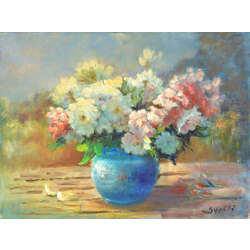Flowers in Blue Vase