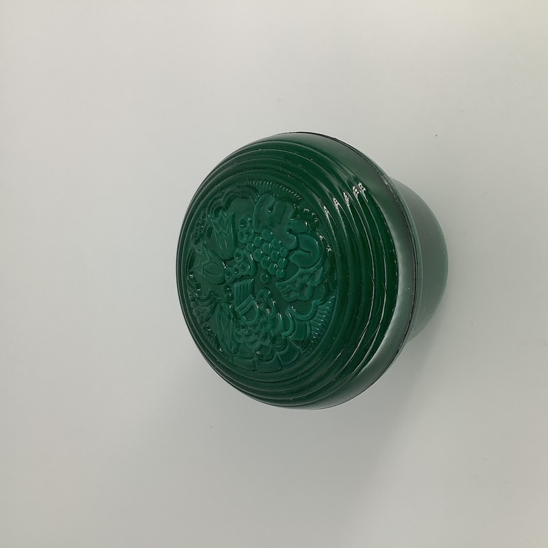 Jewelry box.Malachite glass.Bohemia.Early last century.Excellent state of preservation.