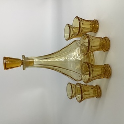 Decanter and 6 glasses.Honey glass.Ilguzeims.Vintage set in excellent condition.