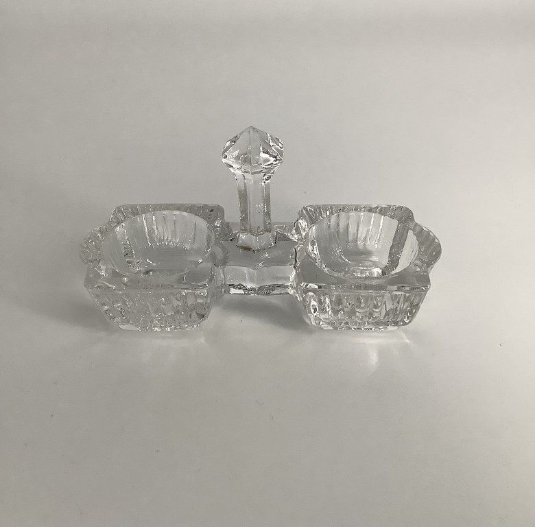 Saltcellar.Pressed glass.Russia.The last century - the beginning.Art Deco.In excellent condition.