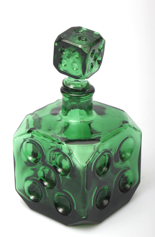 Green glass decanter with cork