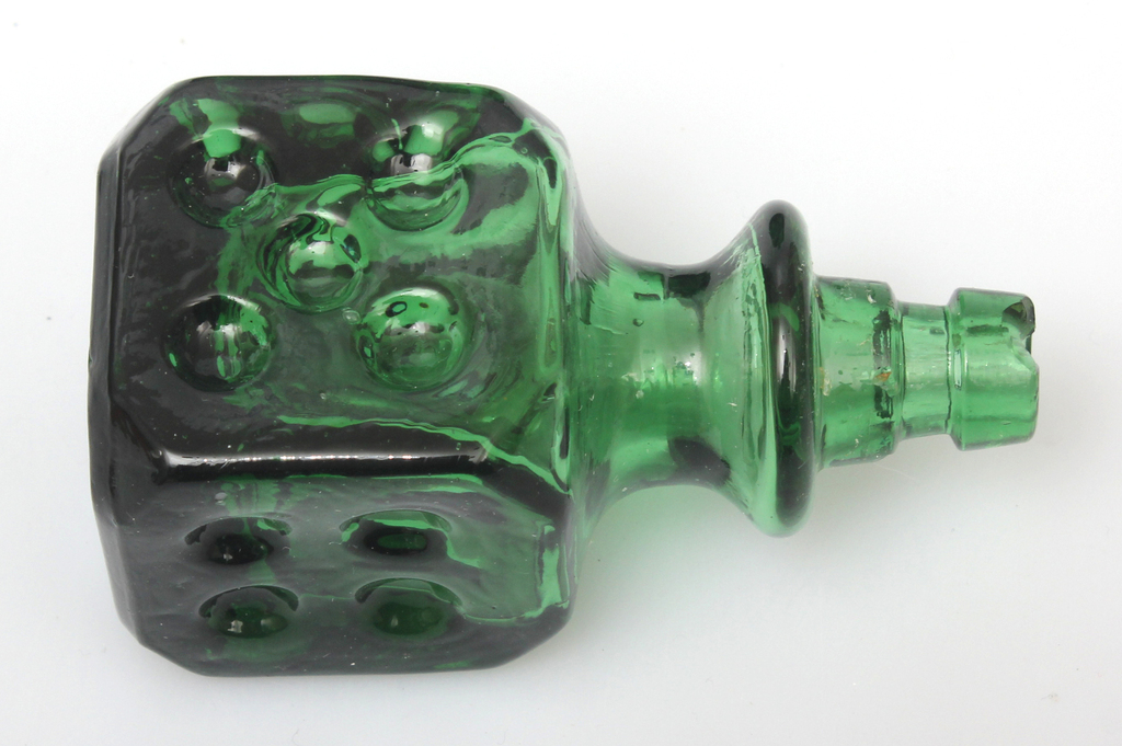 Green glass decanter with cork