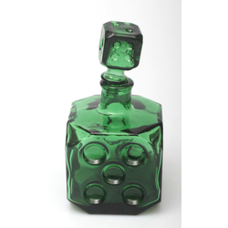 Zaļā stikla karafe ''Metamais kauliņš'' ar korķi
