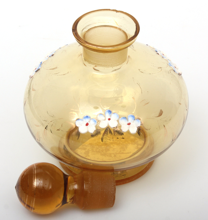 Colored glass perfume bottle with cap