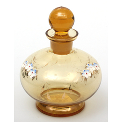 Colored glass perfume bottle with cap