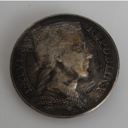 Silver five lats coin pin