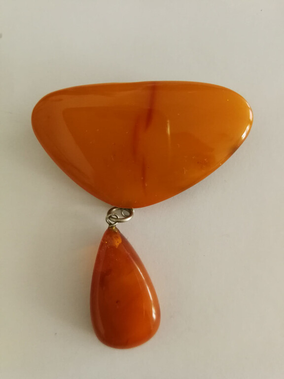 Amber brooch with pendant 3 pcs