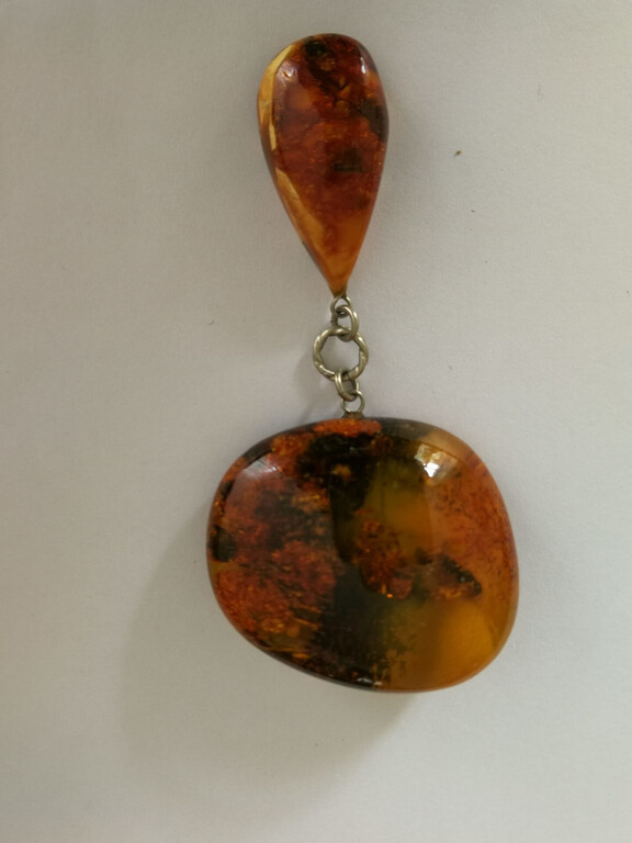 Amber brooch with pendant 3 pcs