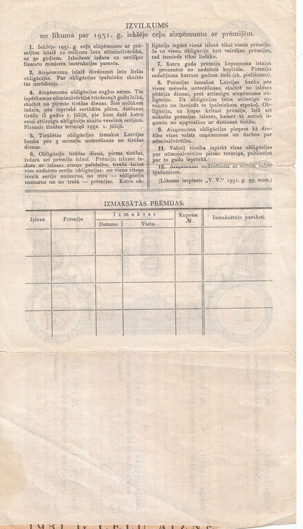  Latvijas 1931.gada iekšējais ceļu aizņēmums ar prēmijām. Obligācija par divdesmit latiem