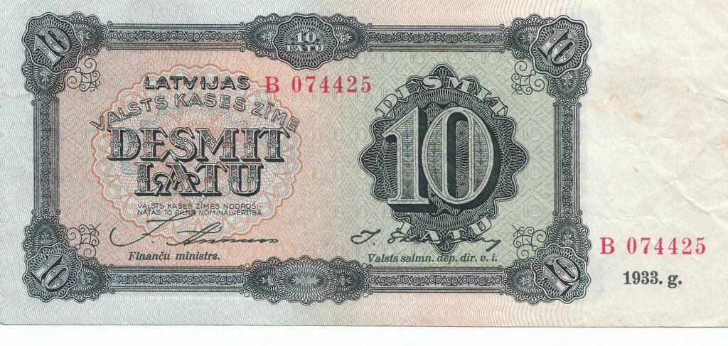 Банкнота 10 лат 1933 года