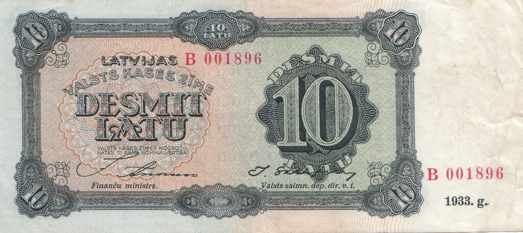 10 latu banknote 1933