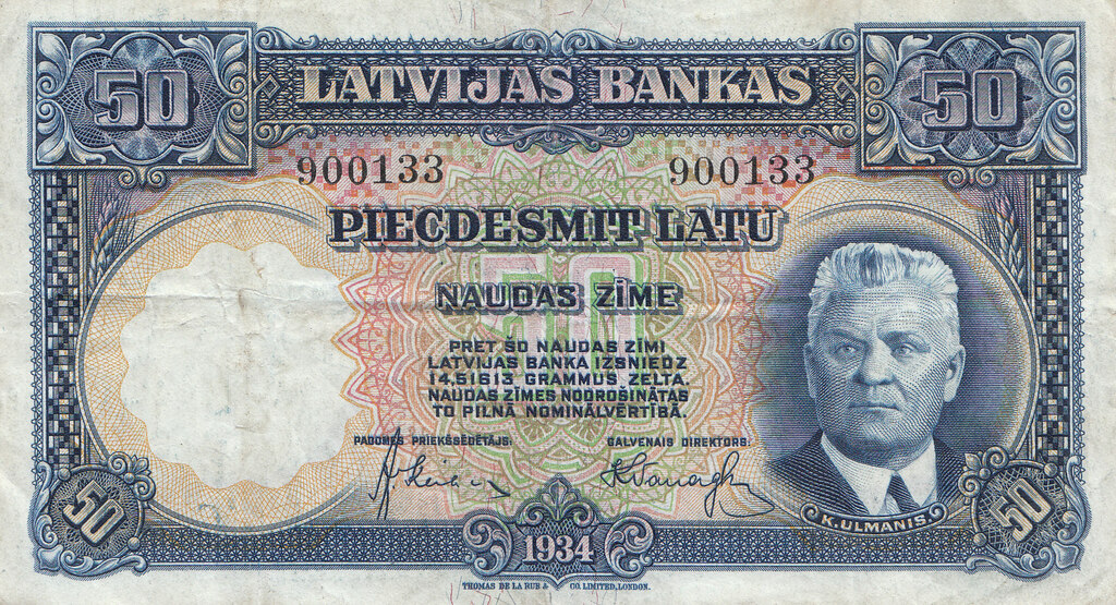 Банкнота 50 лат 1934 года