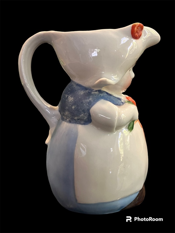Annele porcelain jug with beautiful flowers and rose crown in hat Goebel Germany