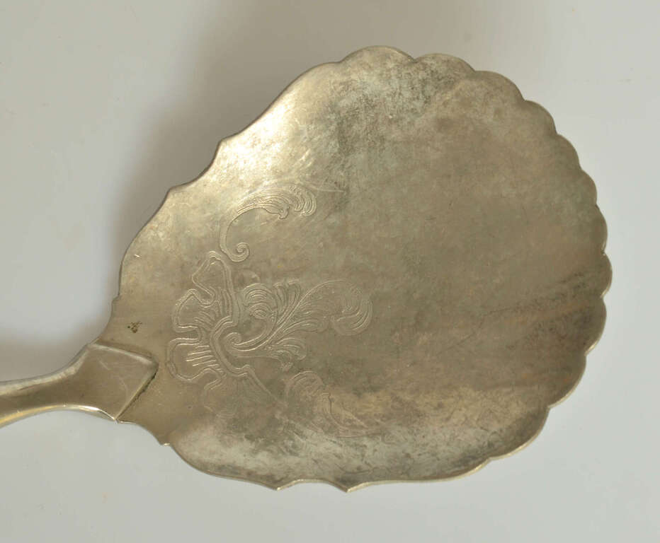 A spoon with a silver handle