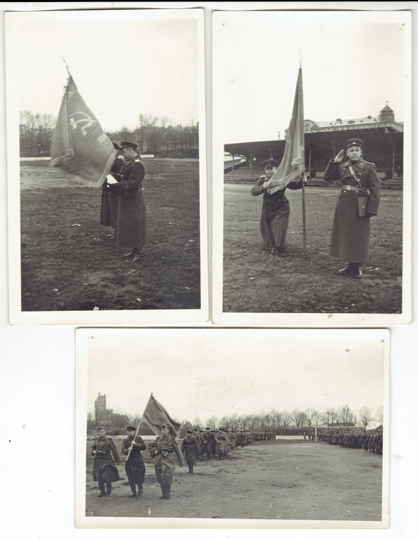7 postcards - army parade trial