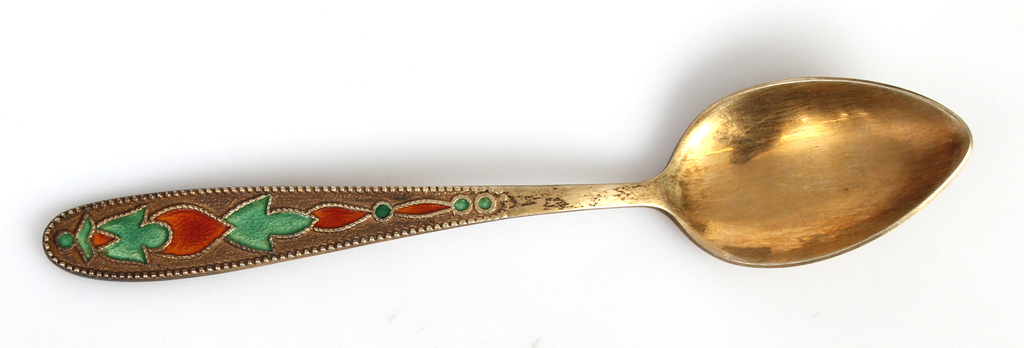 Silver spoons with multi-colored enamel