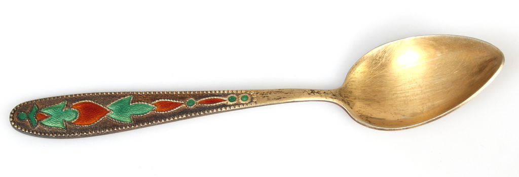 Silver spoons with multi-colored enamel