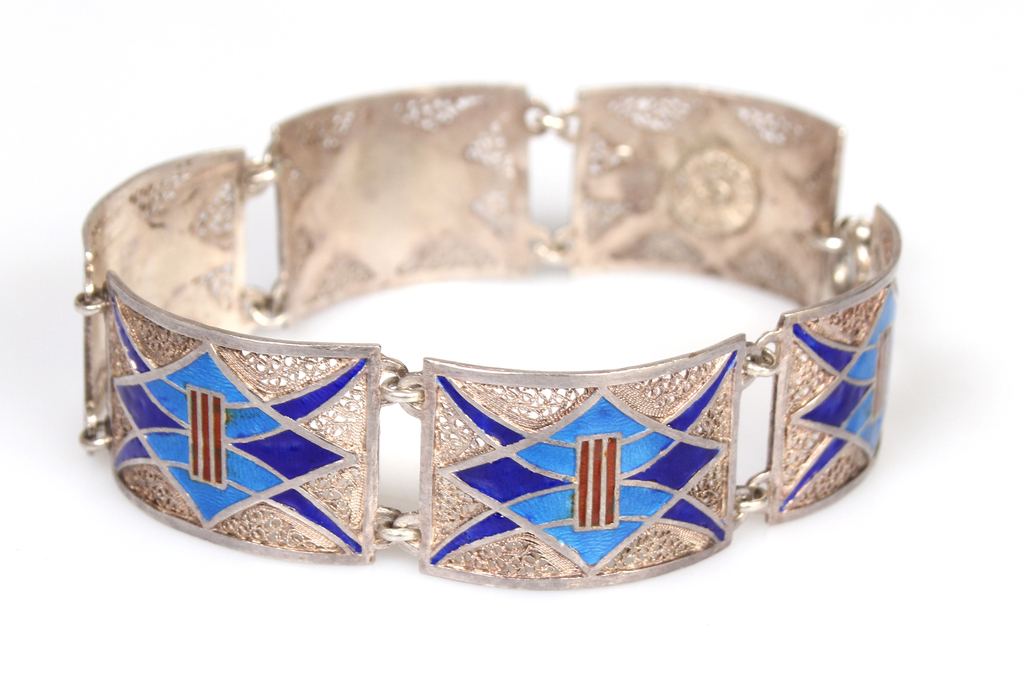 Silver bracelet with enamels