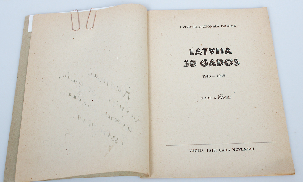 A.Švābe, Latvija 30 gados 1918-1948