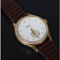 170-026384-1, Золотые часы Chopard с кожаным ремешком и бриллиантами