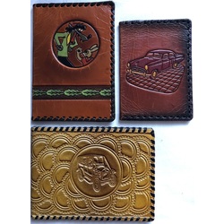 Leather passport covers, leather driver's license covers, leather wallet