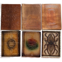 Six book covers made of genuine leather