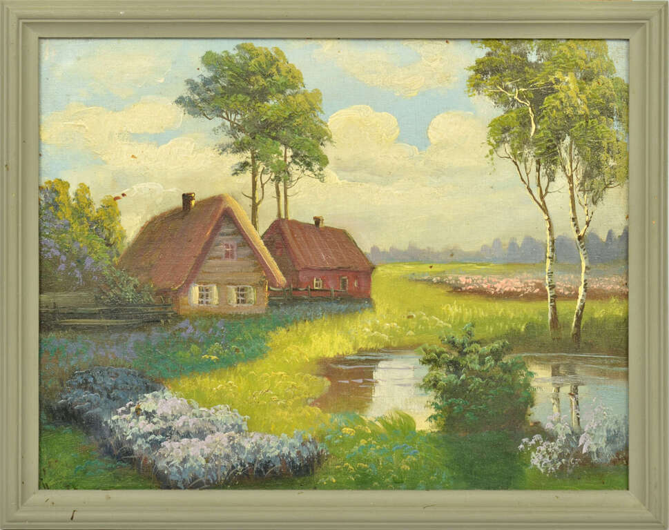 Summer landscape with houses