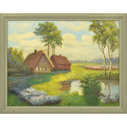 Summer landscape with houses